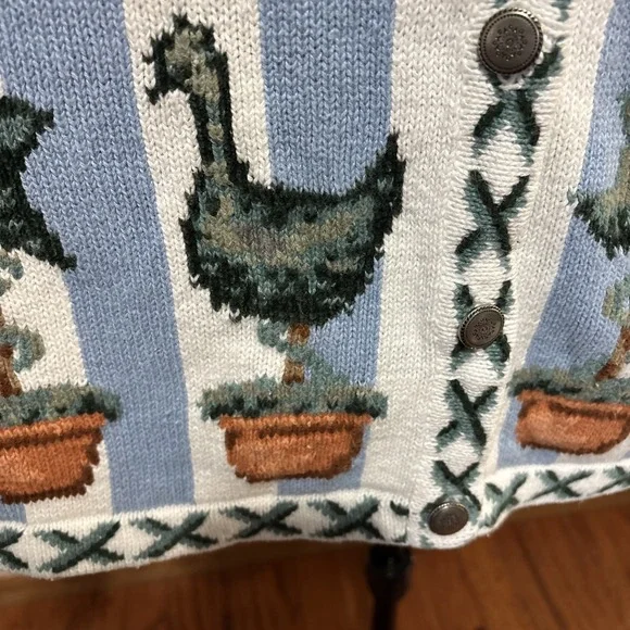 Quacker Factory Topiary Peace Faith Kind Embroidered Cardigan Sweater Size 3X - Picture 4 of 6